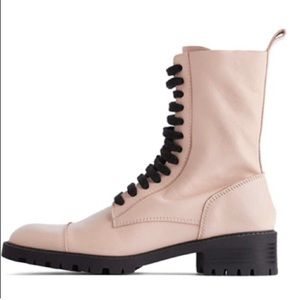 Zara Pink Leather Combat Boots